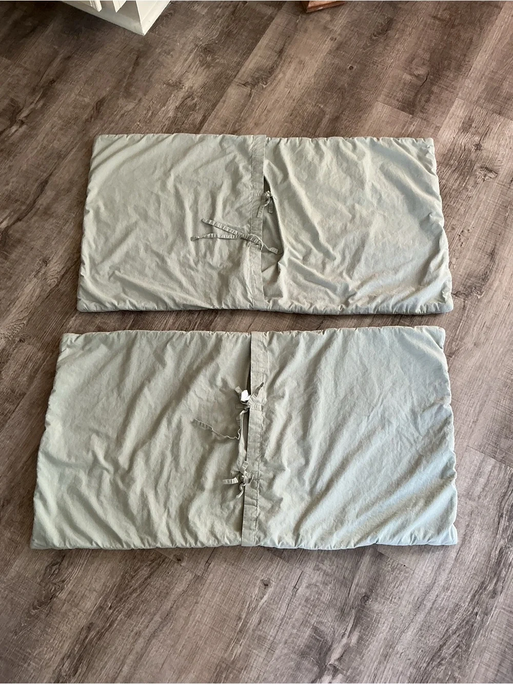 Garnet Hill King Pillow Shams Pair Quilted 100% Cotton Sage Green Handcrafted
